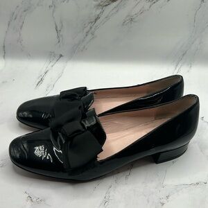 Kate Spade Black Patent Leather Flats Size 6 Gino Loafers with Bows
